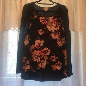 Black Floral Long Sleeve Shirt